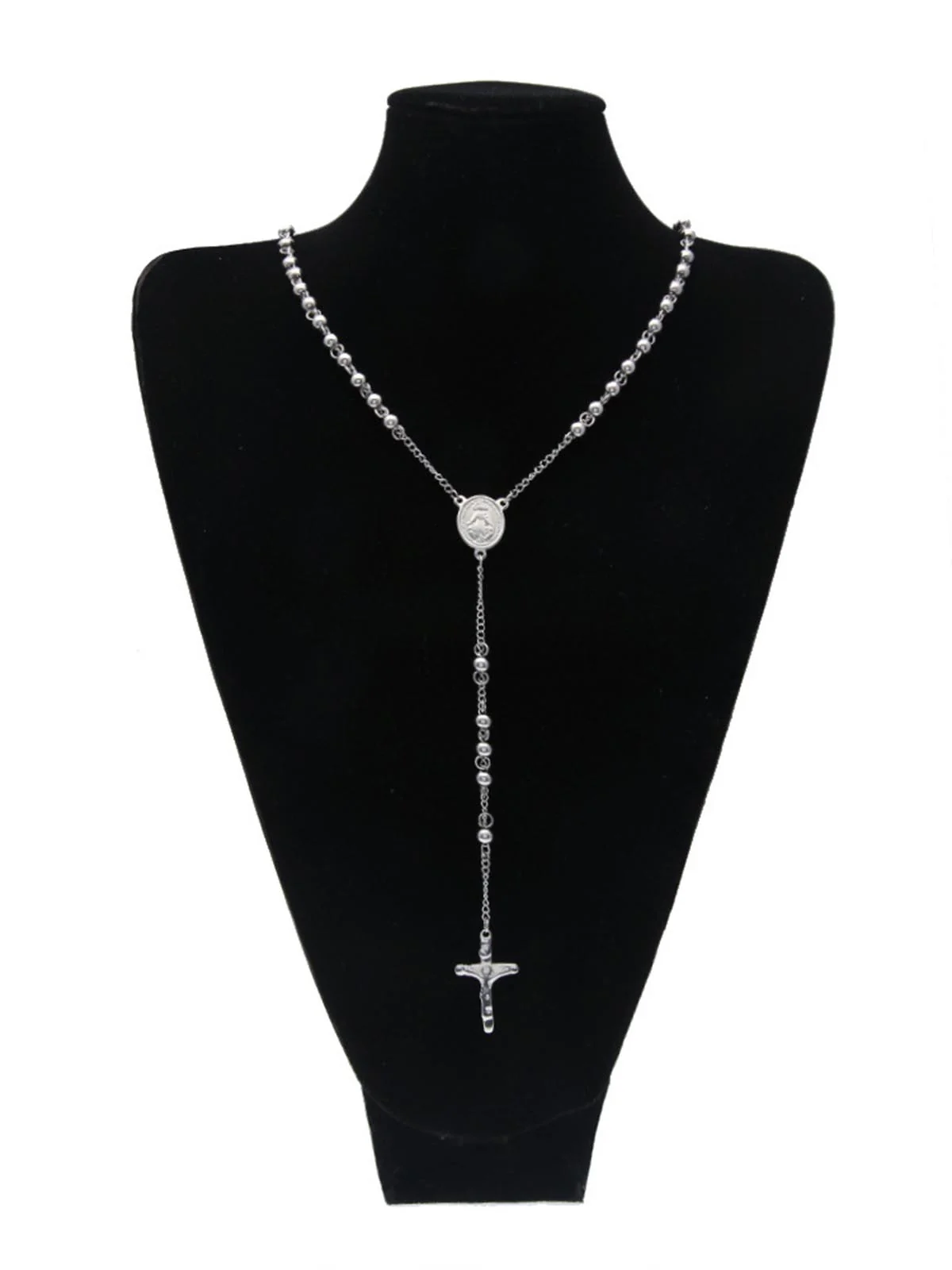 6mm HipHop Rosary Stainless Steel Bead Necklace
