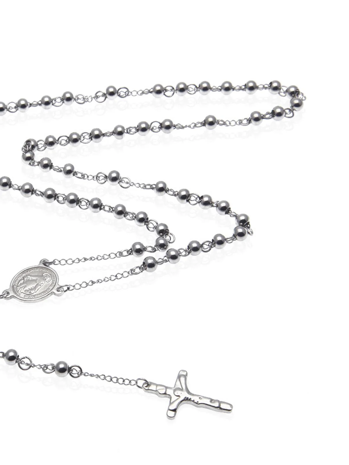 6mm HipHop Rosary Stainless Steel Bead Necklace - Image 2