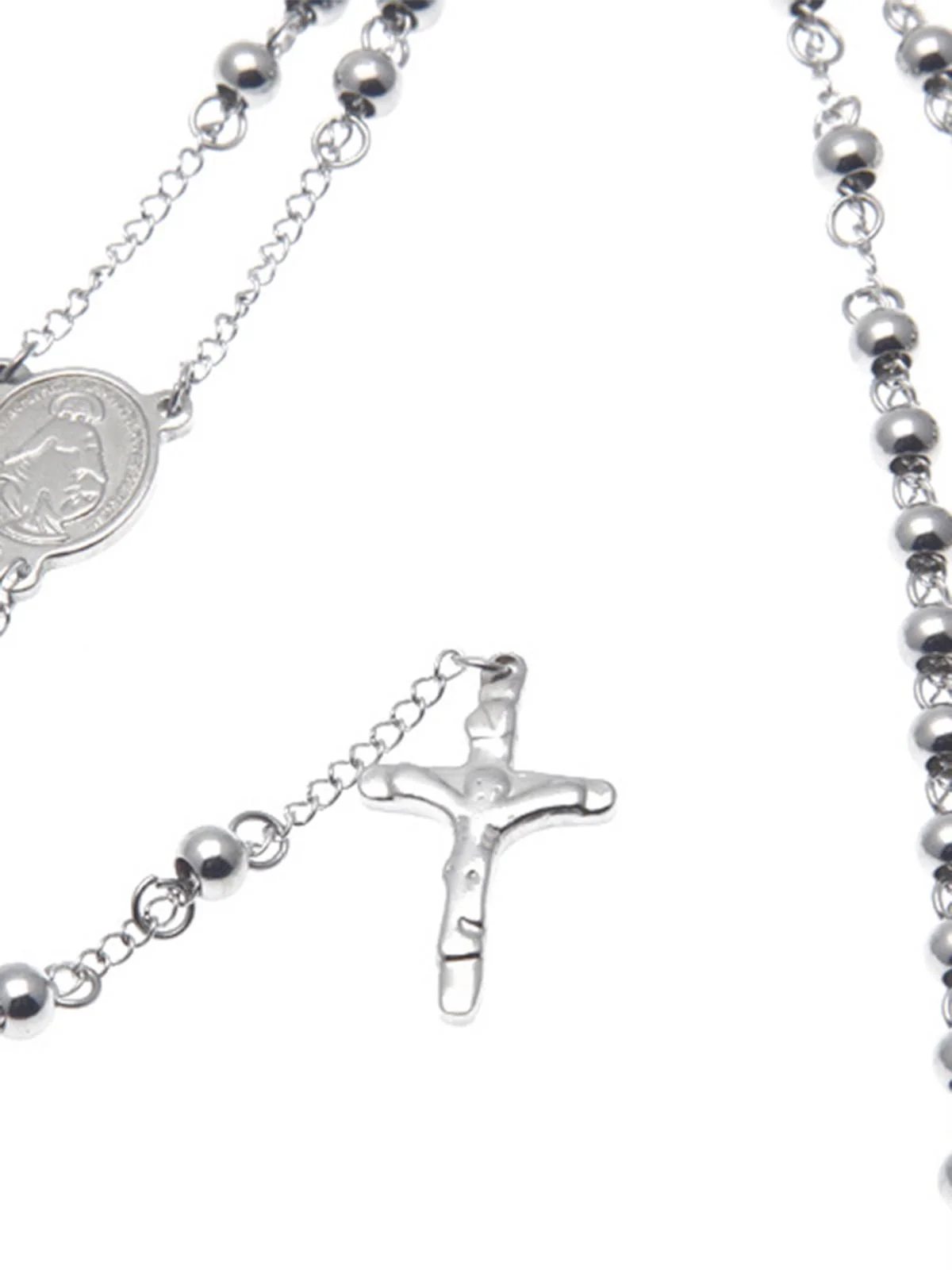 6mm HipHop Rosary Stainless Steel Bead Necklace - Image 3
