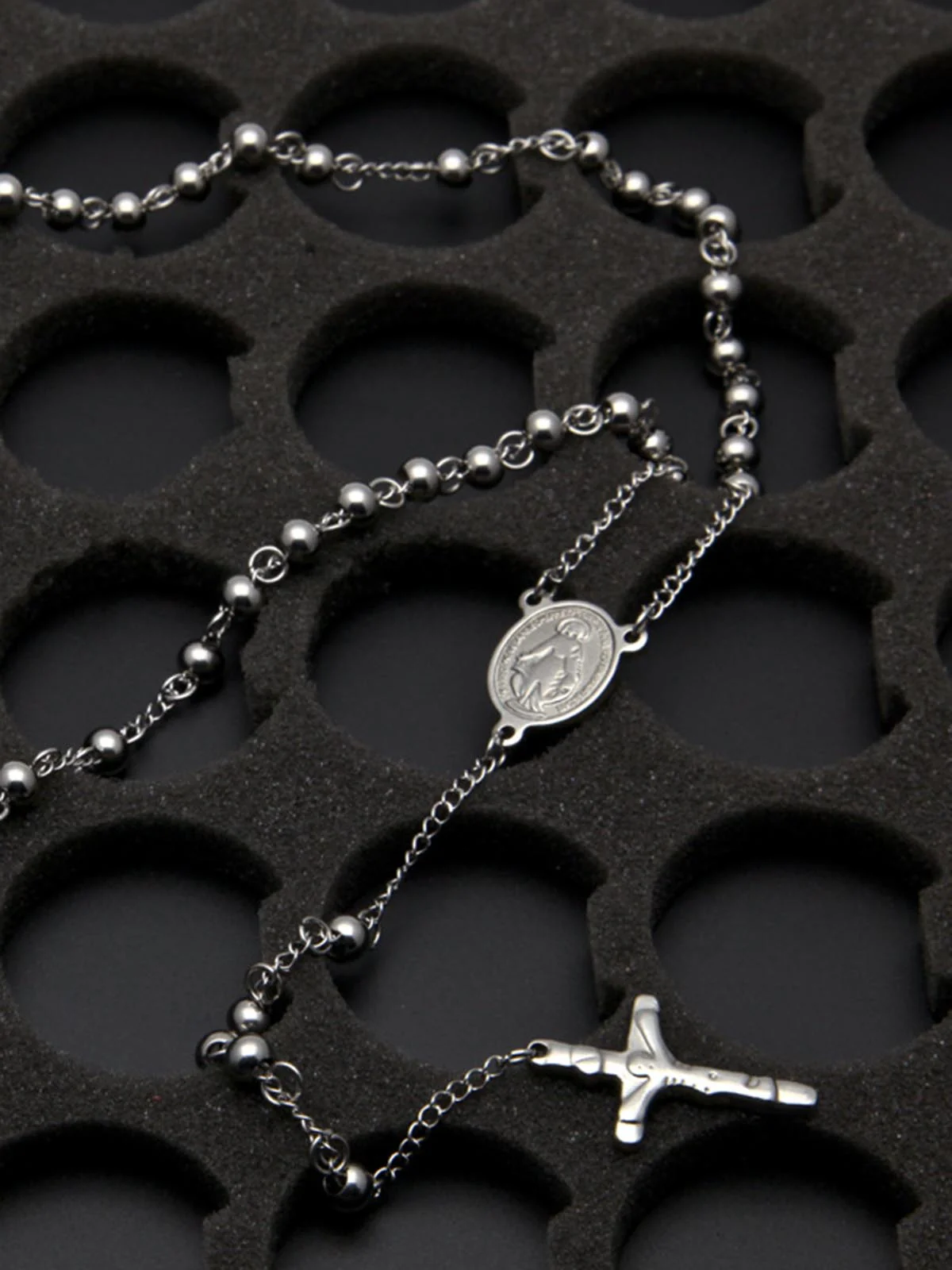 6mm HipHop Rosary Stainless Steel Bead Necklace - Image 5