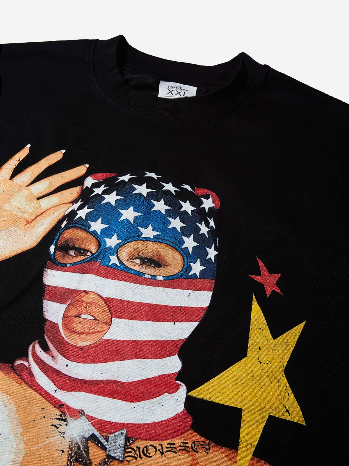 American Flag Balaclava Lady Art Painting Print Boxy Oversized T-shirt - Image 7