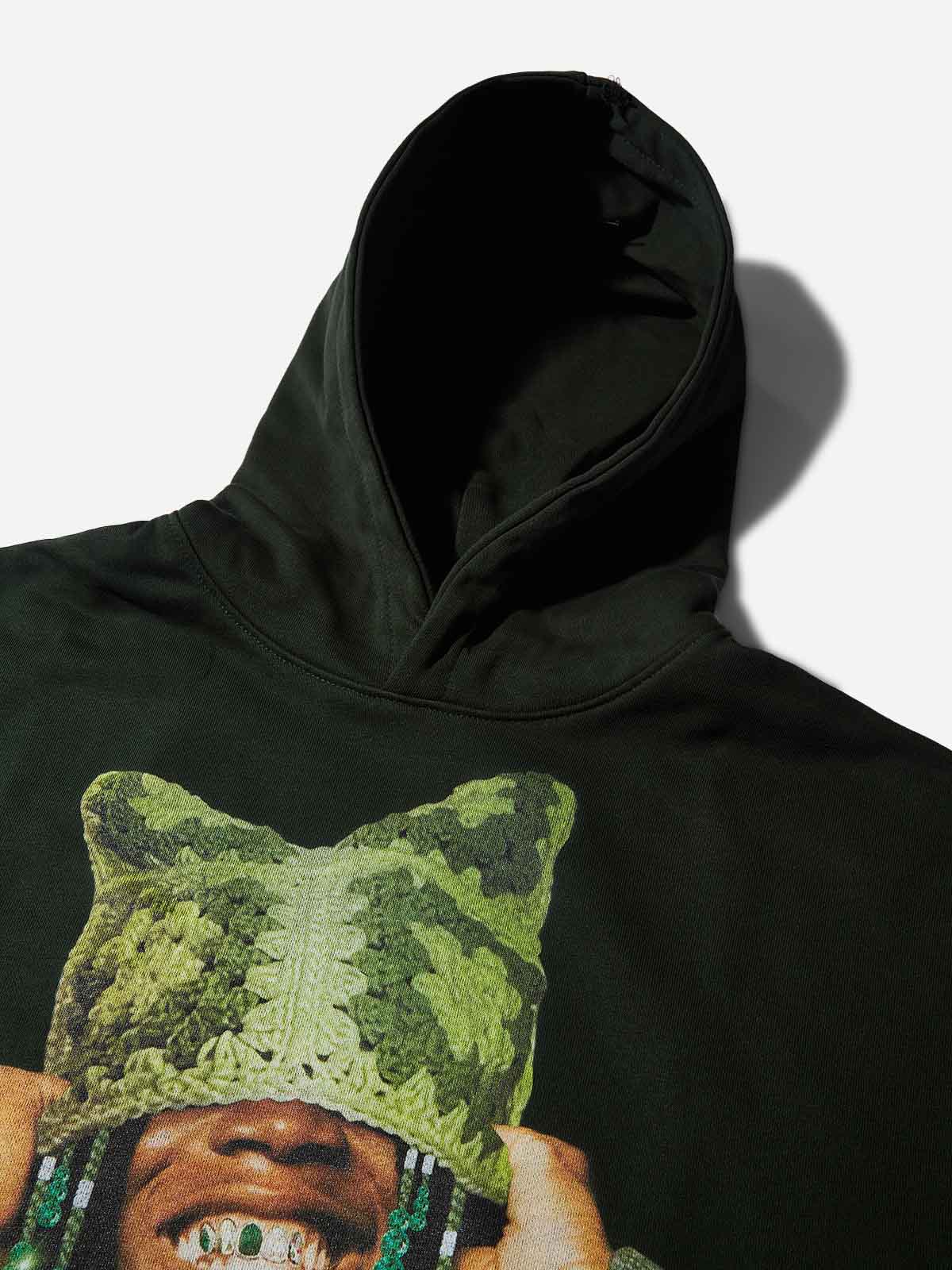 Avocado Green Cat Ear Crochet Hat Thin Hoodie - Image 2