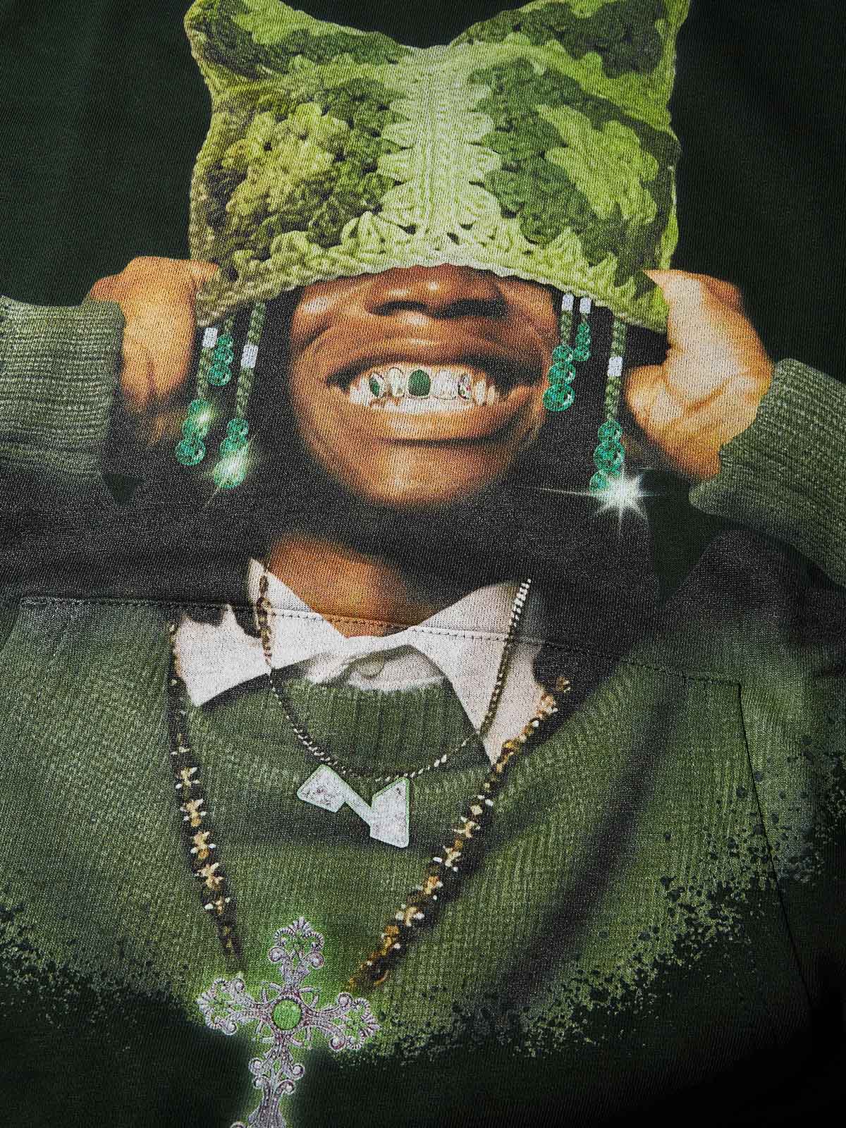 Avocado Green Cat Ear Crochet Hat Thin Hoodie - Image 4