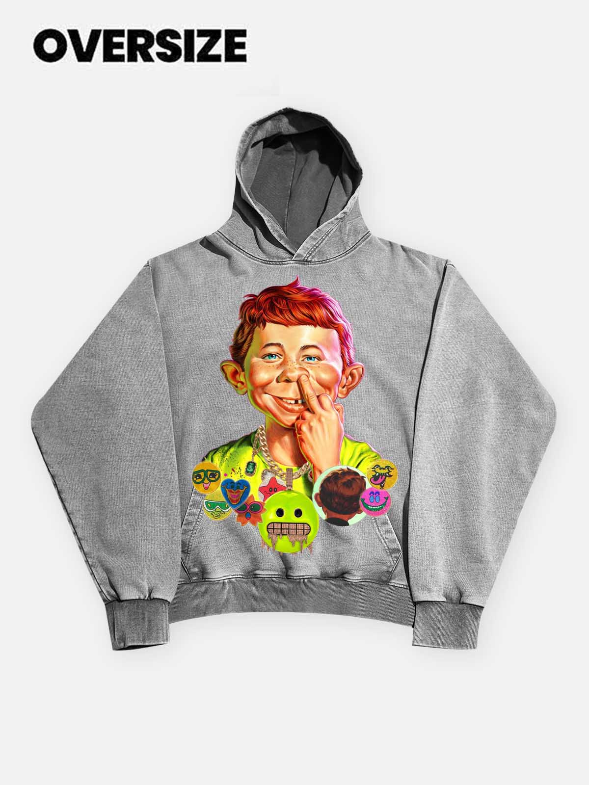 High quality Bad Boy Hip-Hop Style Distressed Print 425g Hoodie - Image 7