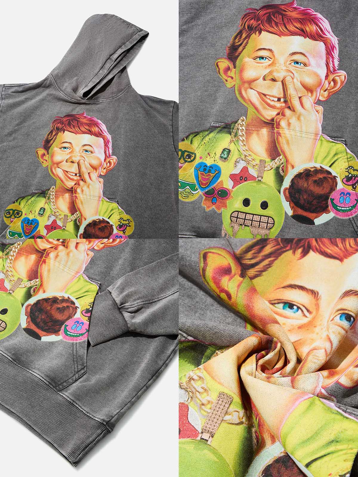 High quality Bad Boy Hip-Hop Style Distressed Print 425g Hoodie - Image 8