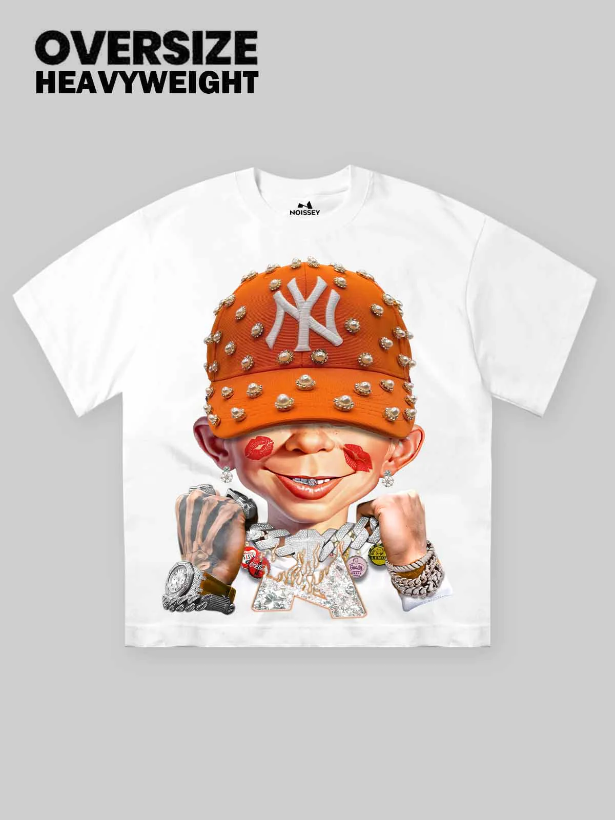 Bad Boy Holding a Big Necklace Print T-shirt - Image 2