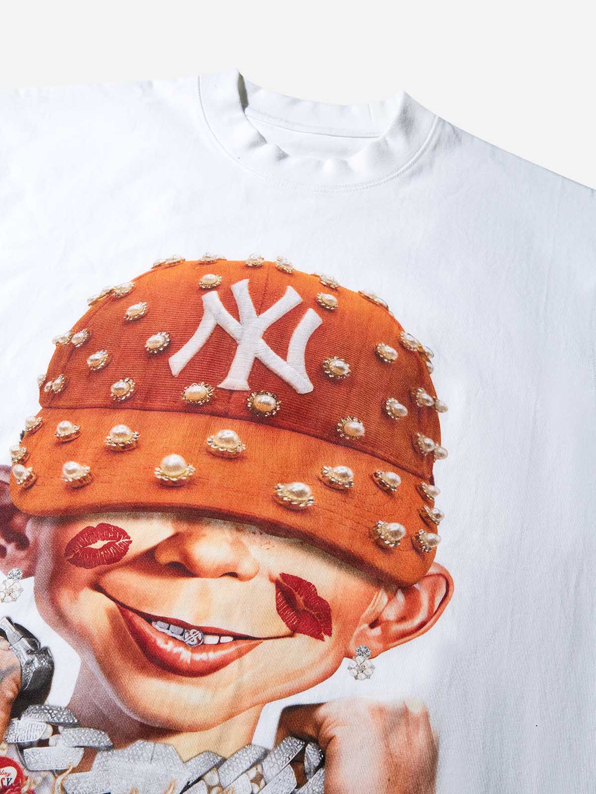 Bad Boy Holding a Big Necklace Print T-shirt - Image 4
