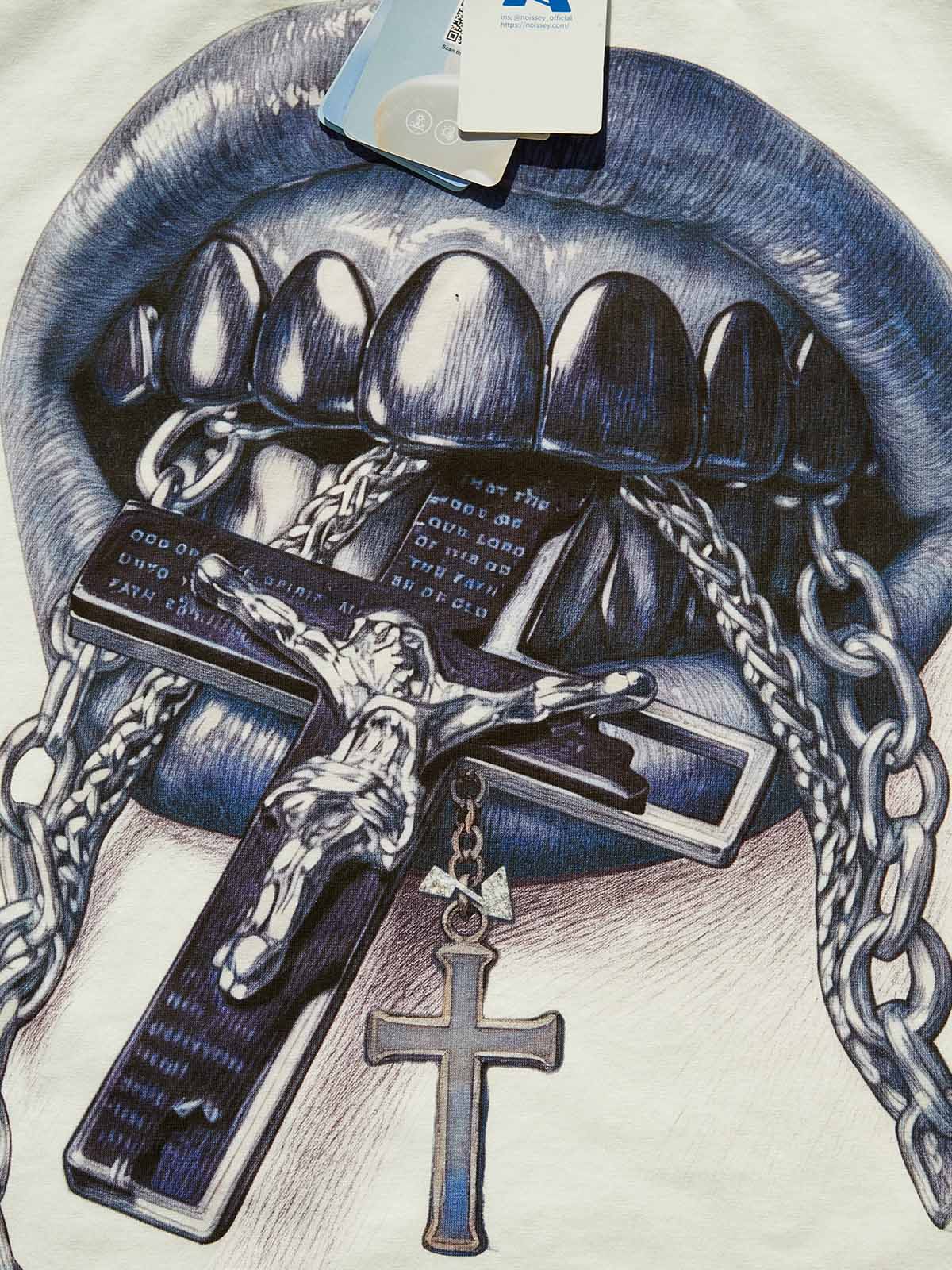 Ballpoint Pen Art Grillz Graphic T-Shirt - Streetwear Crucifix Print Tee - Image 7