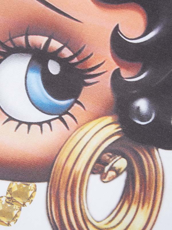 Black Cartoon girl Glamorous Print T-Shirt - Image 5