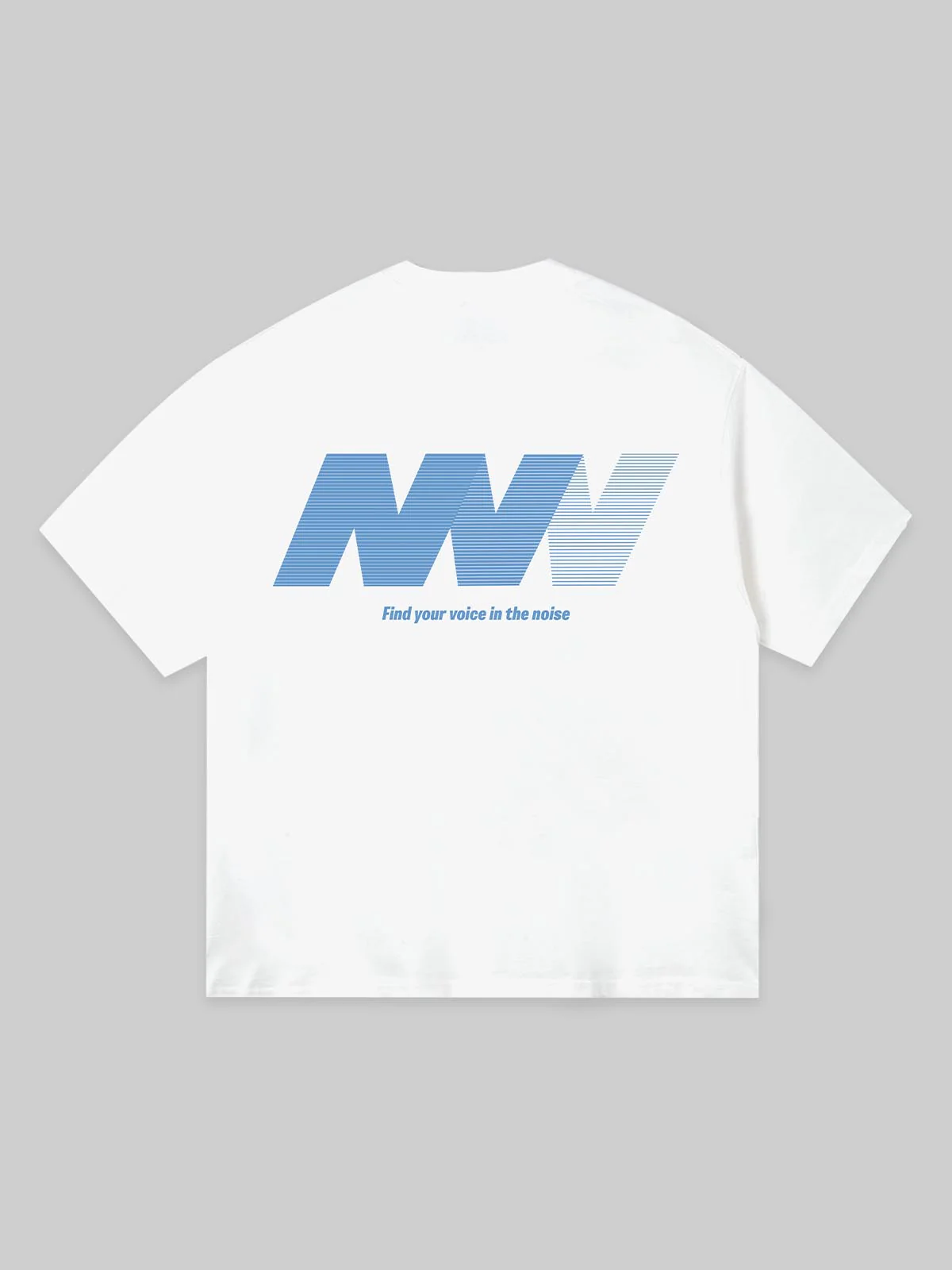 Blue and white "Find your voice in the noise" N-letter pattern short-sleeve T-shirt - Image 4