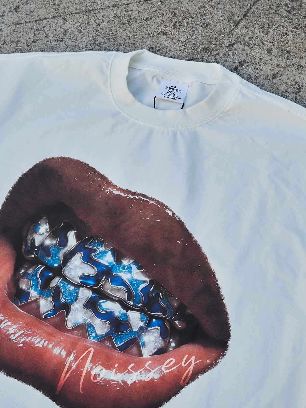 Blue Diamond Camo Grillz Print Boxy Tee - Urban Oversized Streetwear - Image 6