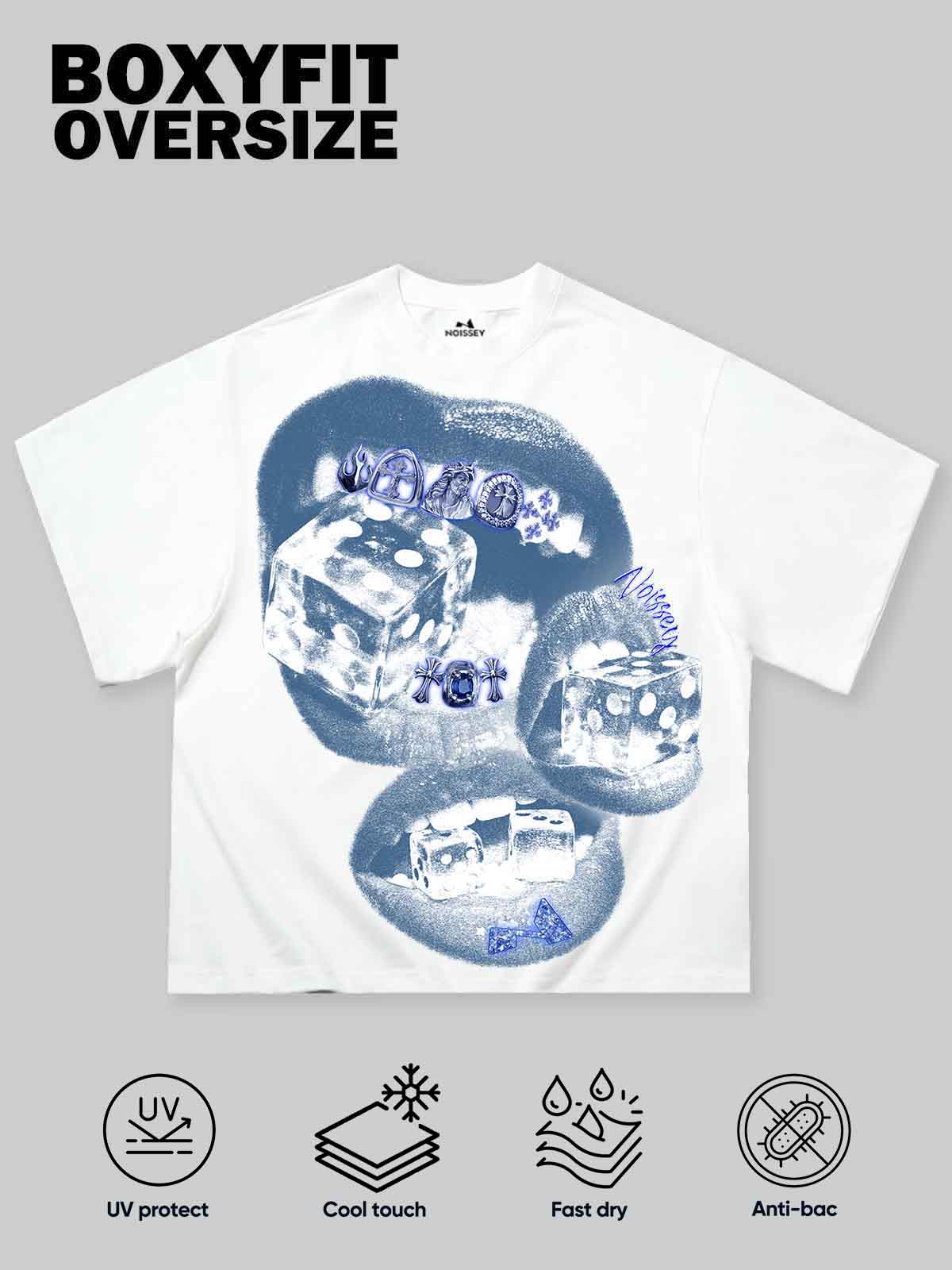 Blue Screen Grills Print Boxy Oversized T-shirt - Image 2