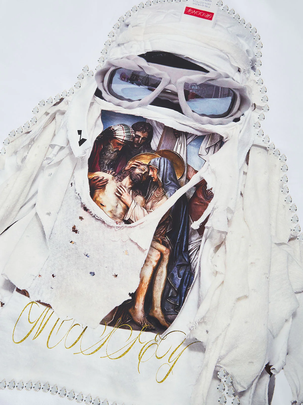 Boxy oversized T-shirt Bible Story Collage Face Mask T-shirt - Image 6