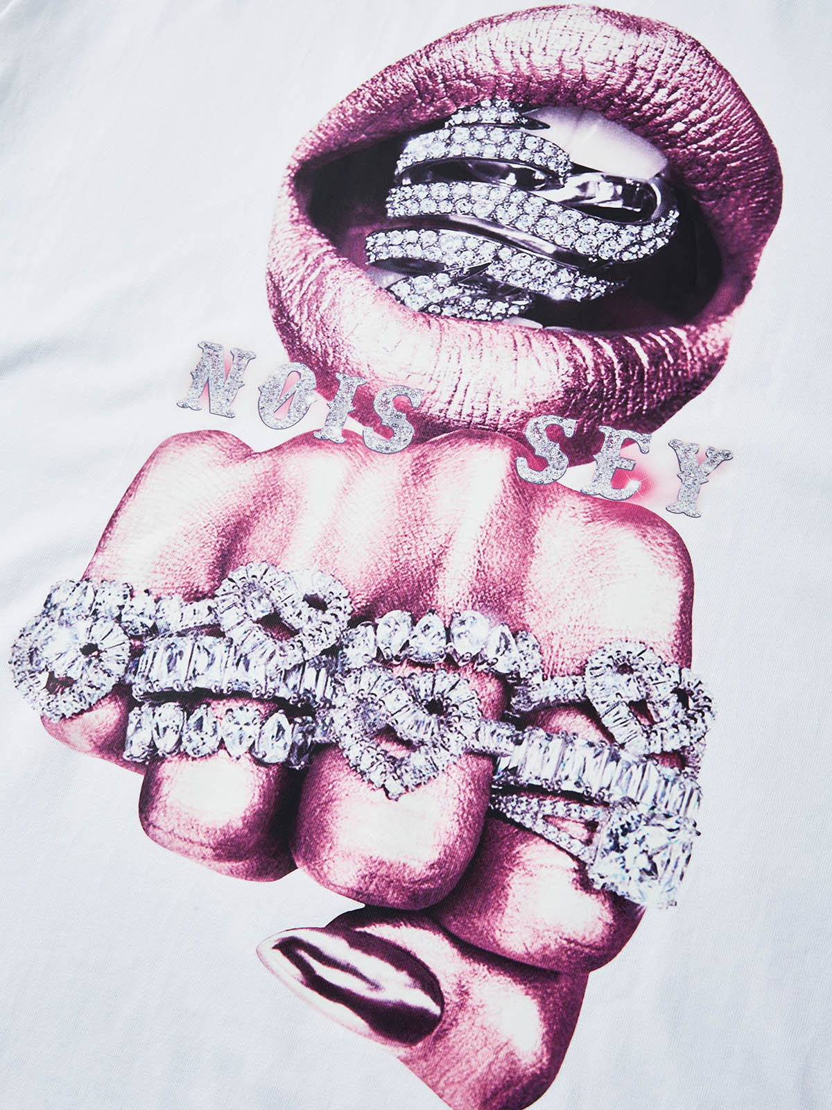 BOUNCE BACK© Pink Silver Diamond-Rich Printed T-shirt - Image 4