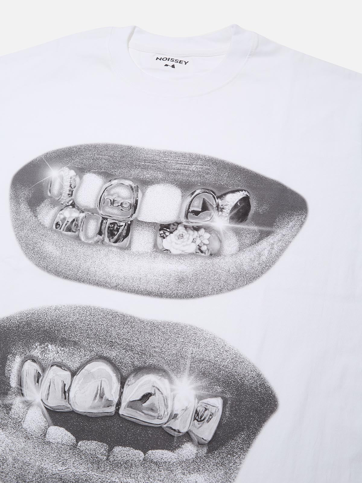 BOUNCE BACK© Retro Black Lips Grills Print Tee - Image 5