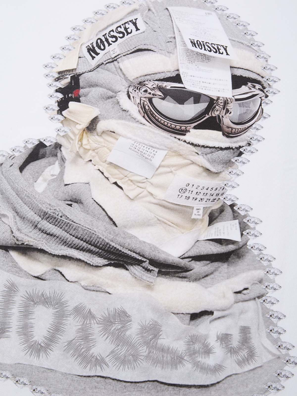BOUNCE BACK© Shattered Collage Masked White T-shirt - Image 4