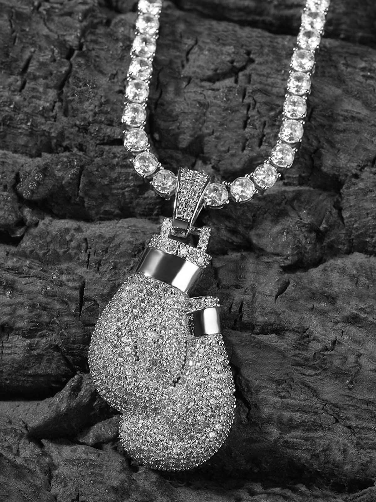Boxing gloves pendant copper zircon necklace - Image 10