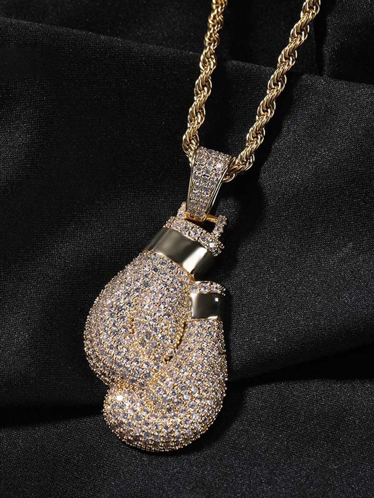 Boxing gloves pendant copper zircon necklace - Image 11