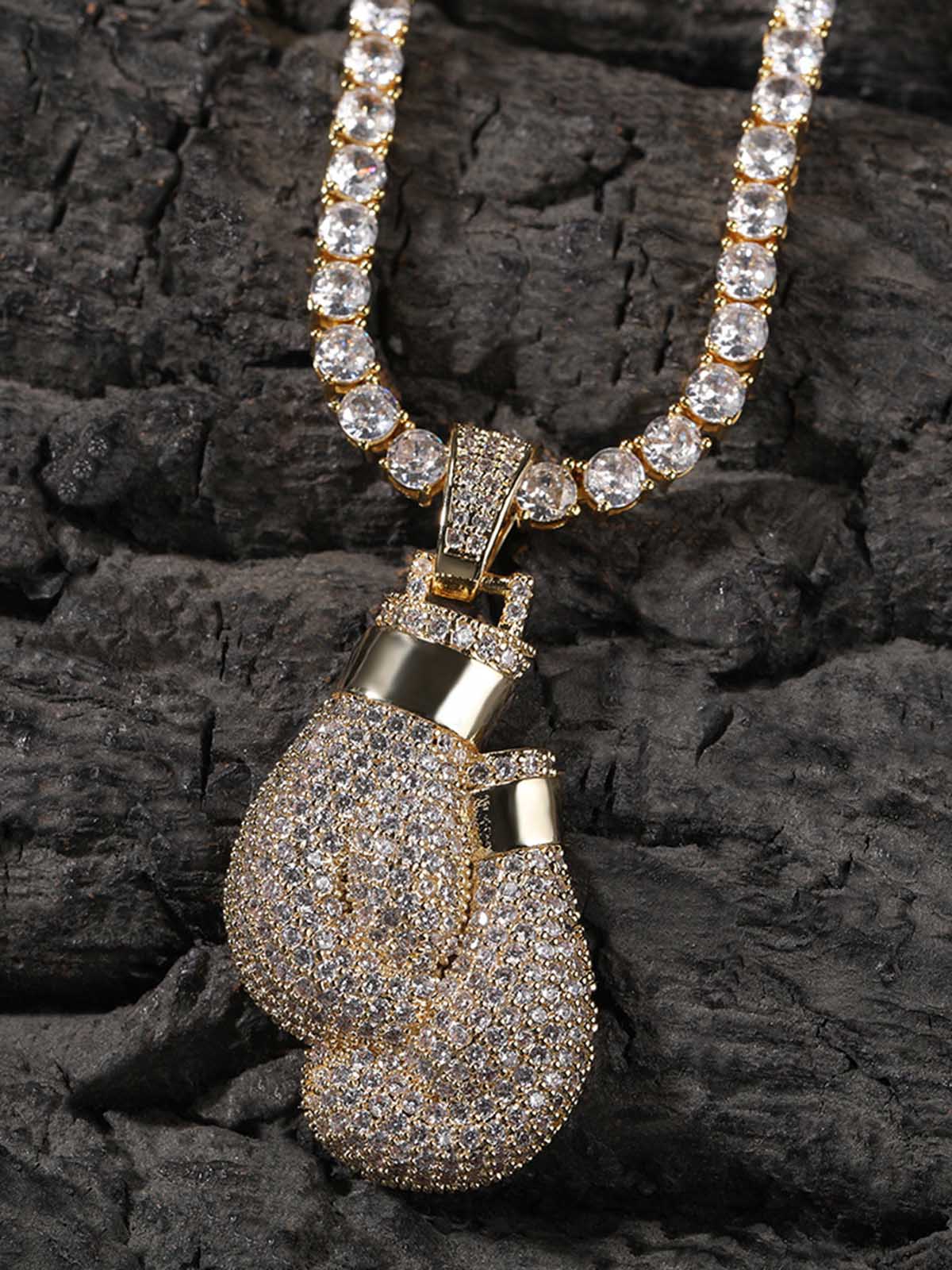 Boxing gloves pendant copper zircon necklace - Image 12