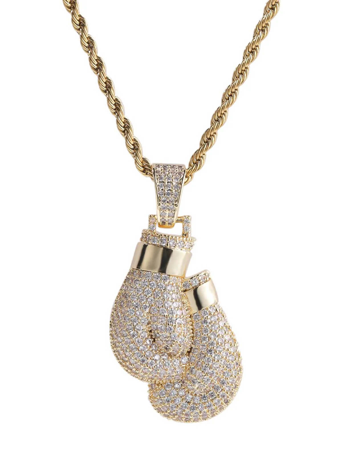 Boxing gloves pendant copper zircon necklace - Image 2