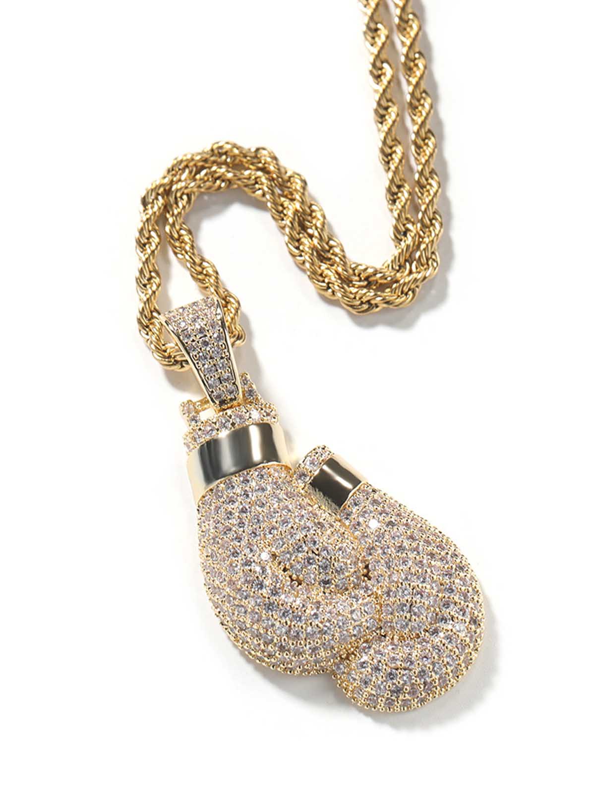 Boxing gloves pendant copper zircon necklace - Image 8