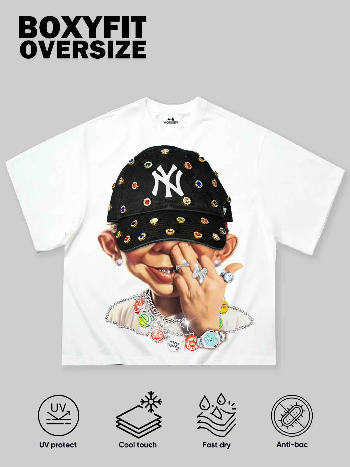Boxy Oversized T-shirt "Bad Boy Trendy Hip-Hop Personalized Print" - Image 2