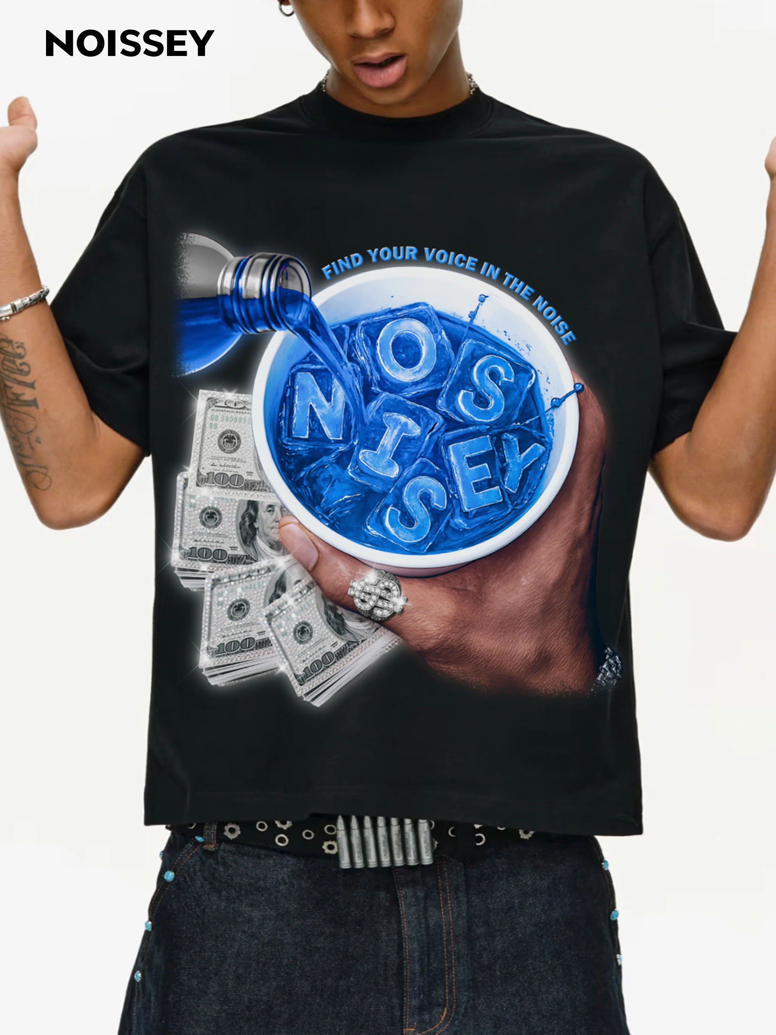 Boxy Oversized T-shirt "Cheers to Money" - Image 4