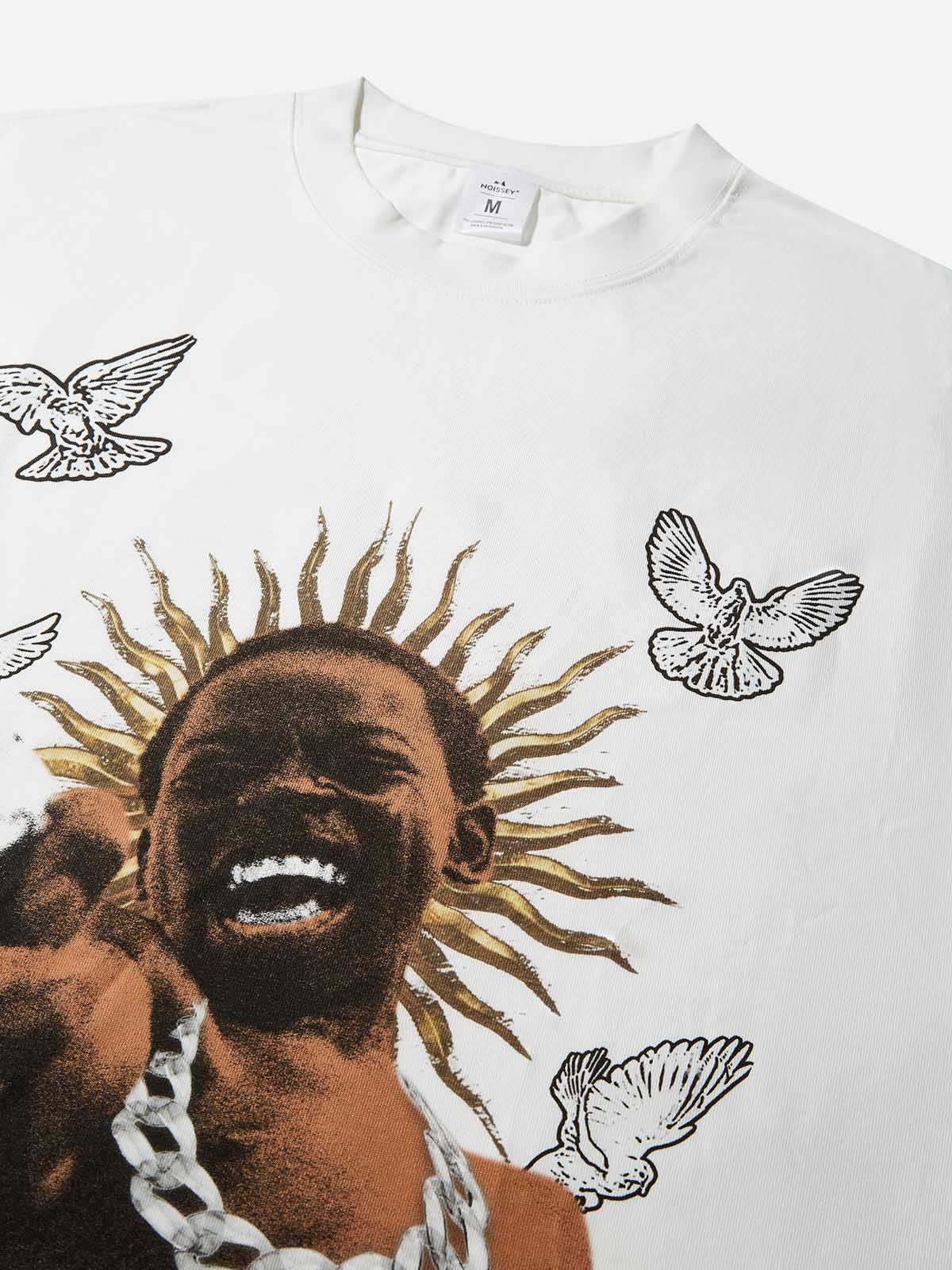 Boxy Oversized T-shirt "City of God" Peace Dove Print - Image 6