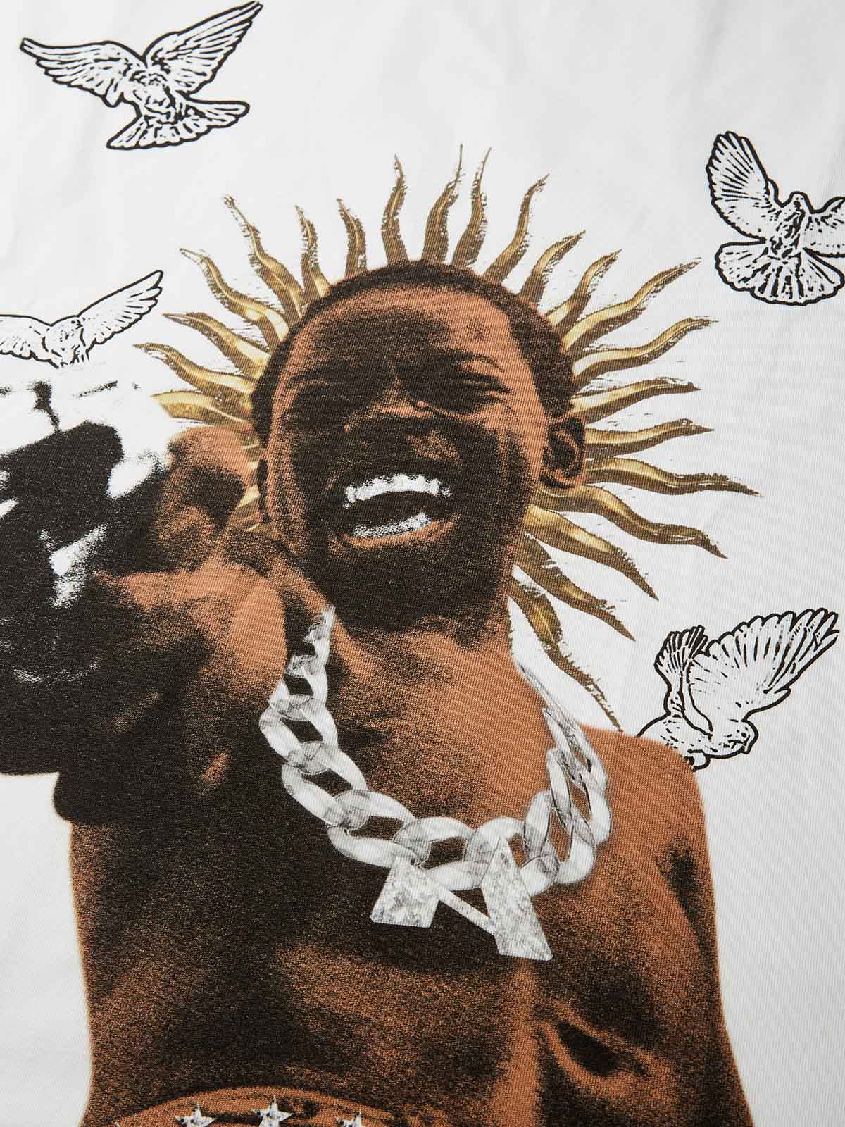 Boxy Oversized T-shirt "City of God" Peace Dove Print - Image 7