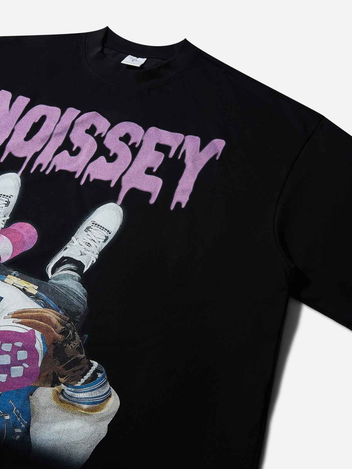 Boxy Oversized T-shirt "First-Person Game Interface Character Print" - Image 7