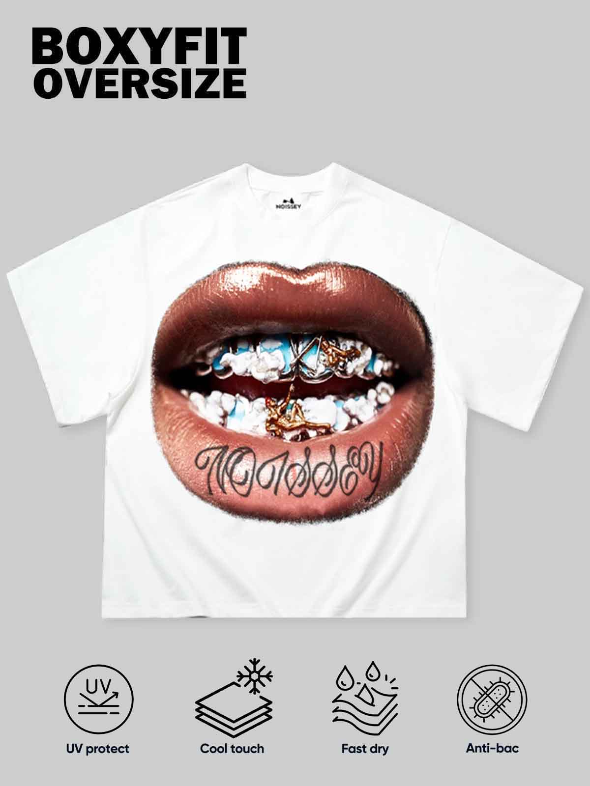 Boxy Oversized T-shirt - Golden Grills Figure Print - Image 2