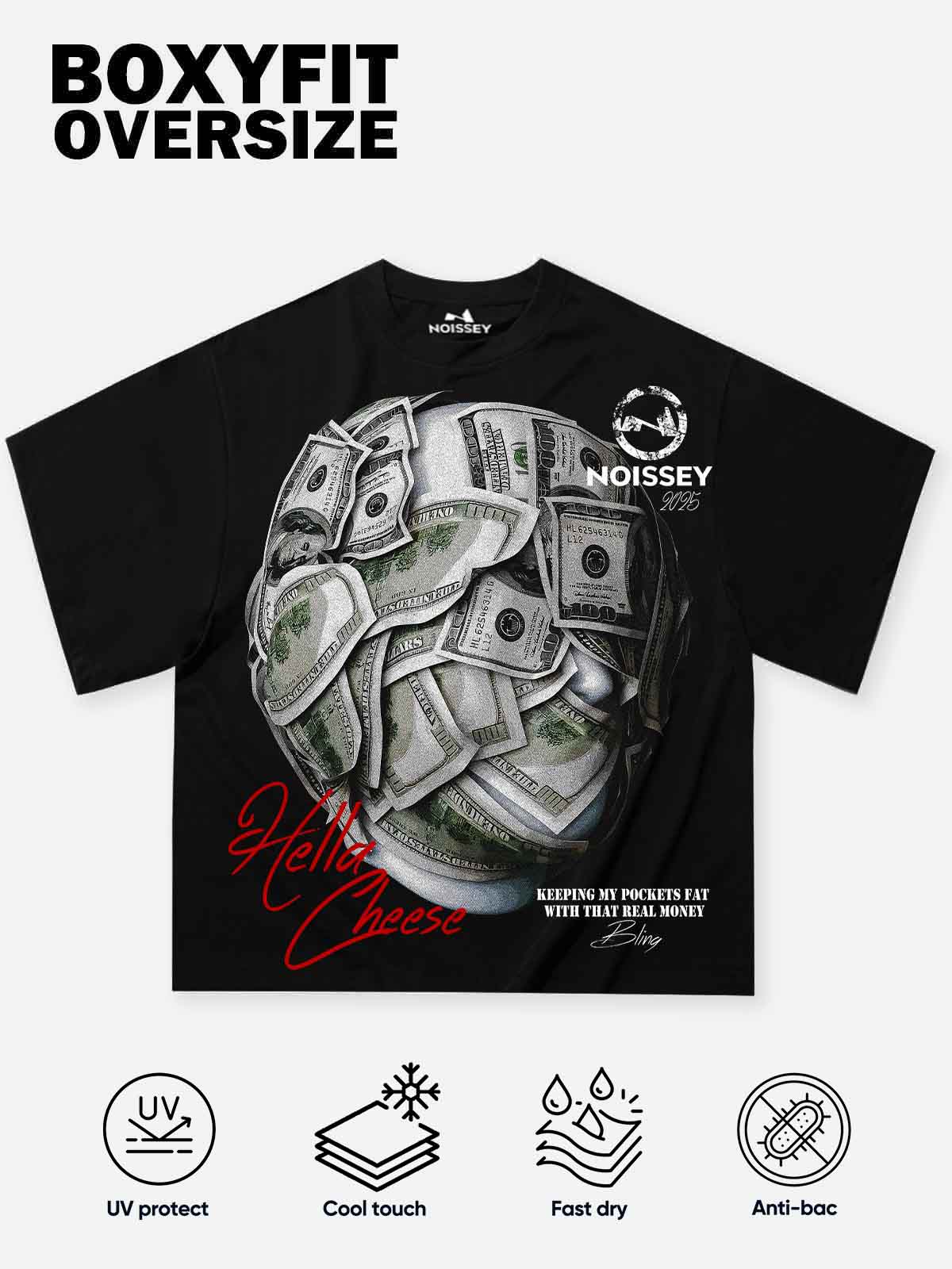 Boxy Oversized T-shirt "Keeping my pockets fat with that real money" - Image 2