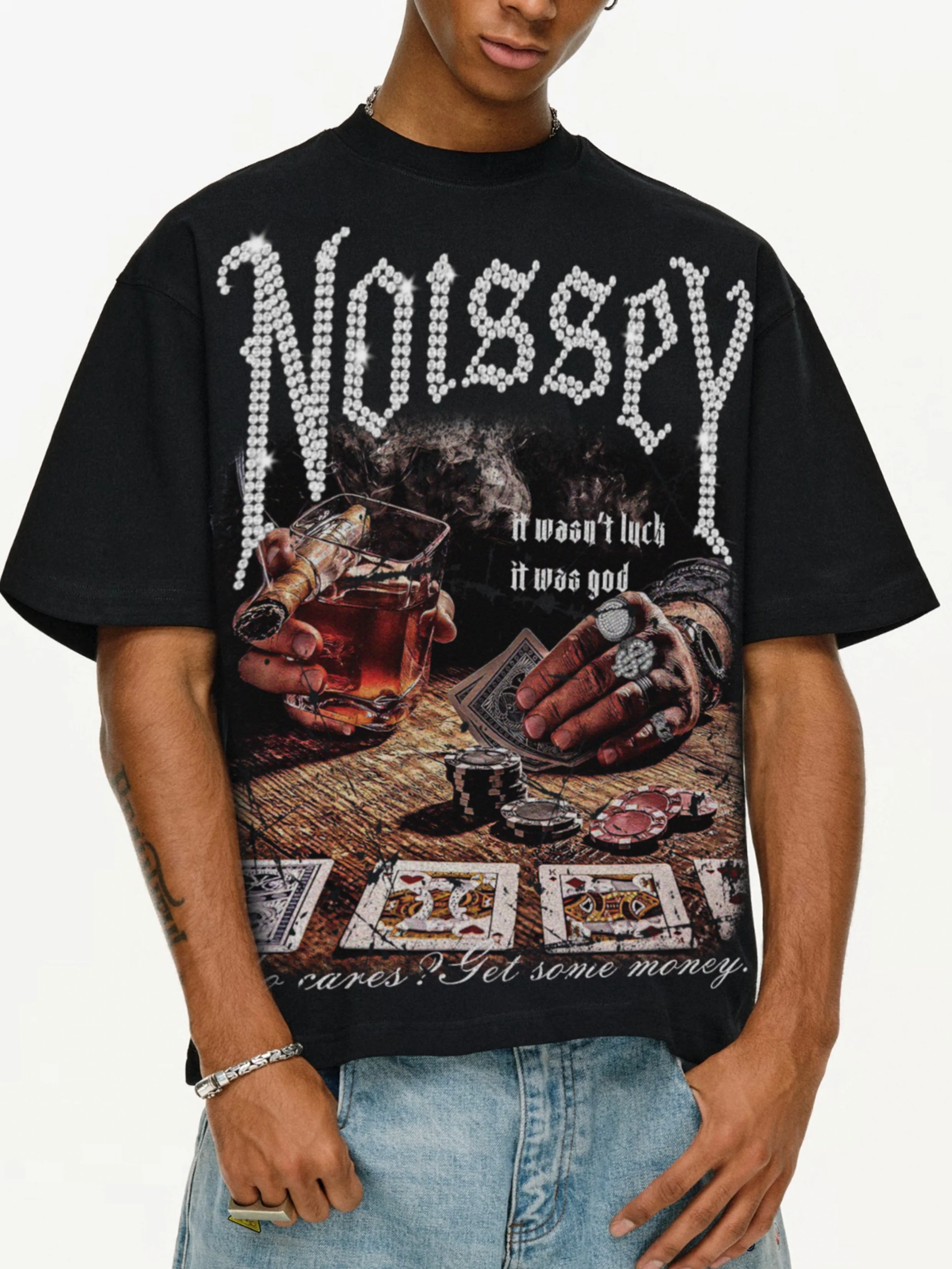 Boxy Oversized T-Shirt "WHO CARES? GET SOME MONEY" - Image 5