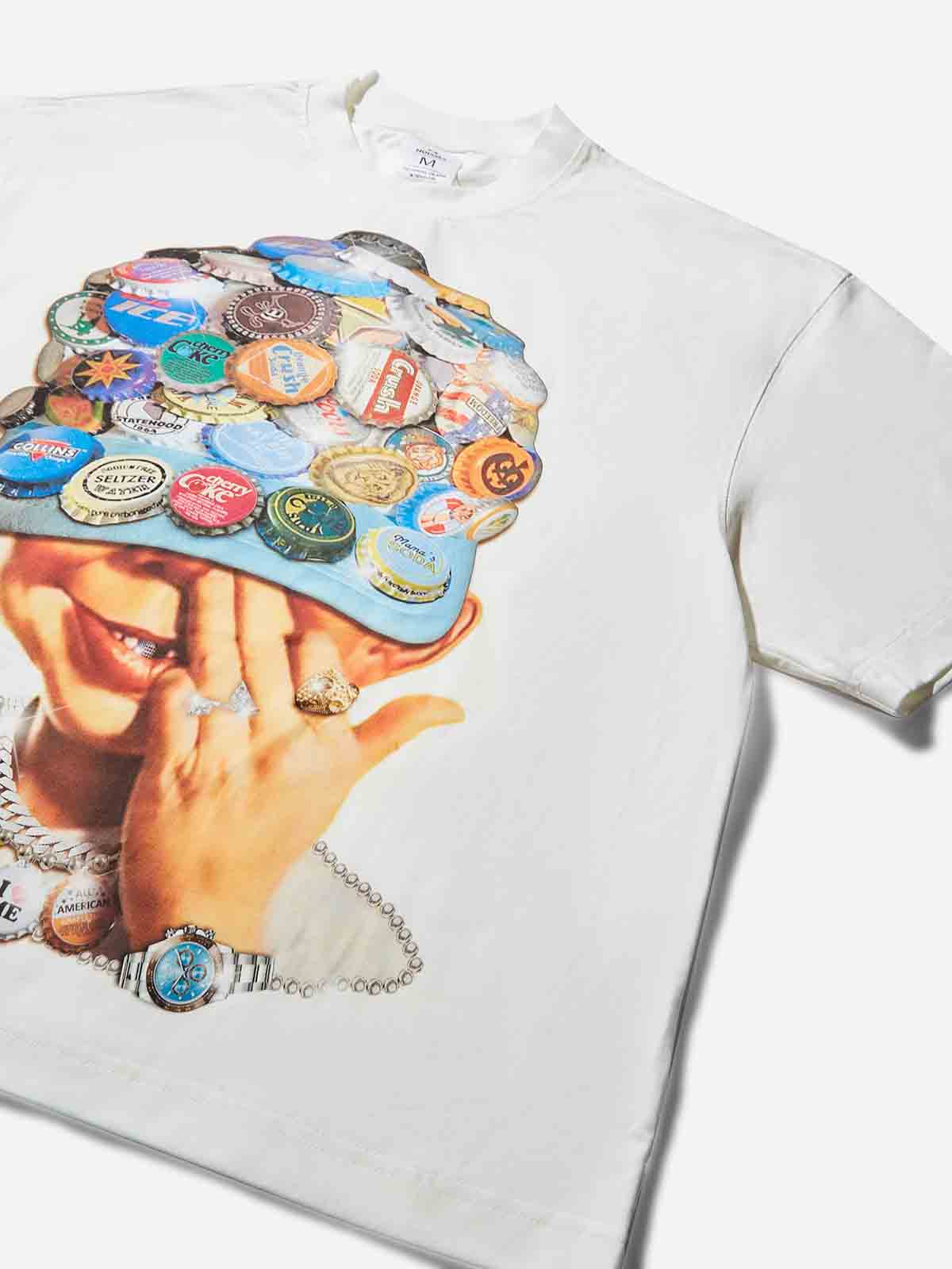 Boxy Oversized T-shirt with Bab Boy Print and Bottle Cap Art Baseball Cap - Image 8