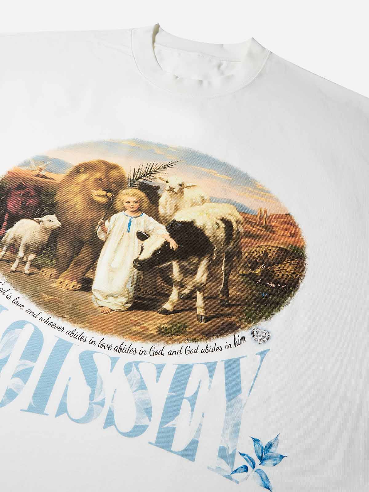 Boxy Oversized T-shirt with Being Surrounded by Love Printed - Image 7