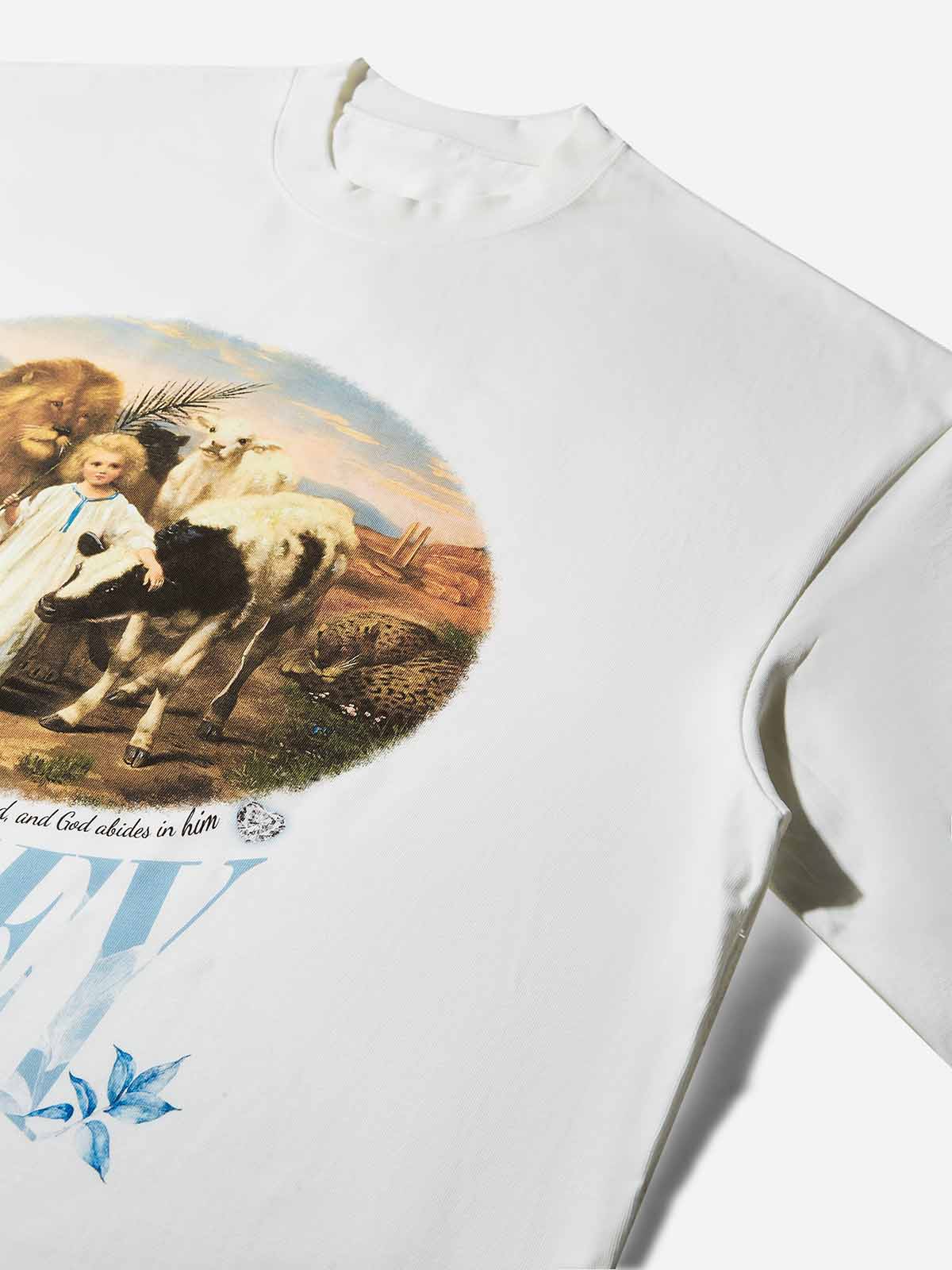 Boxy Oversized T-shirt with Being Surrounded by Love Printed - Image 8