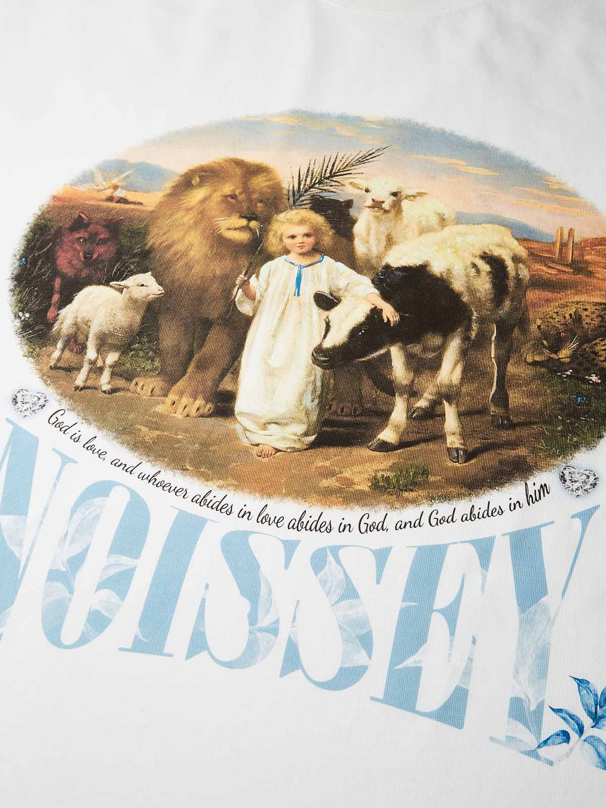 Boxy Oversized T-shirt with Being Surrounded by Love Printed - Image 9
