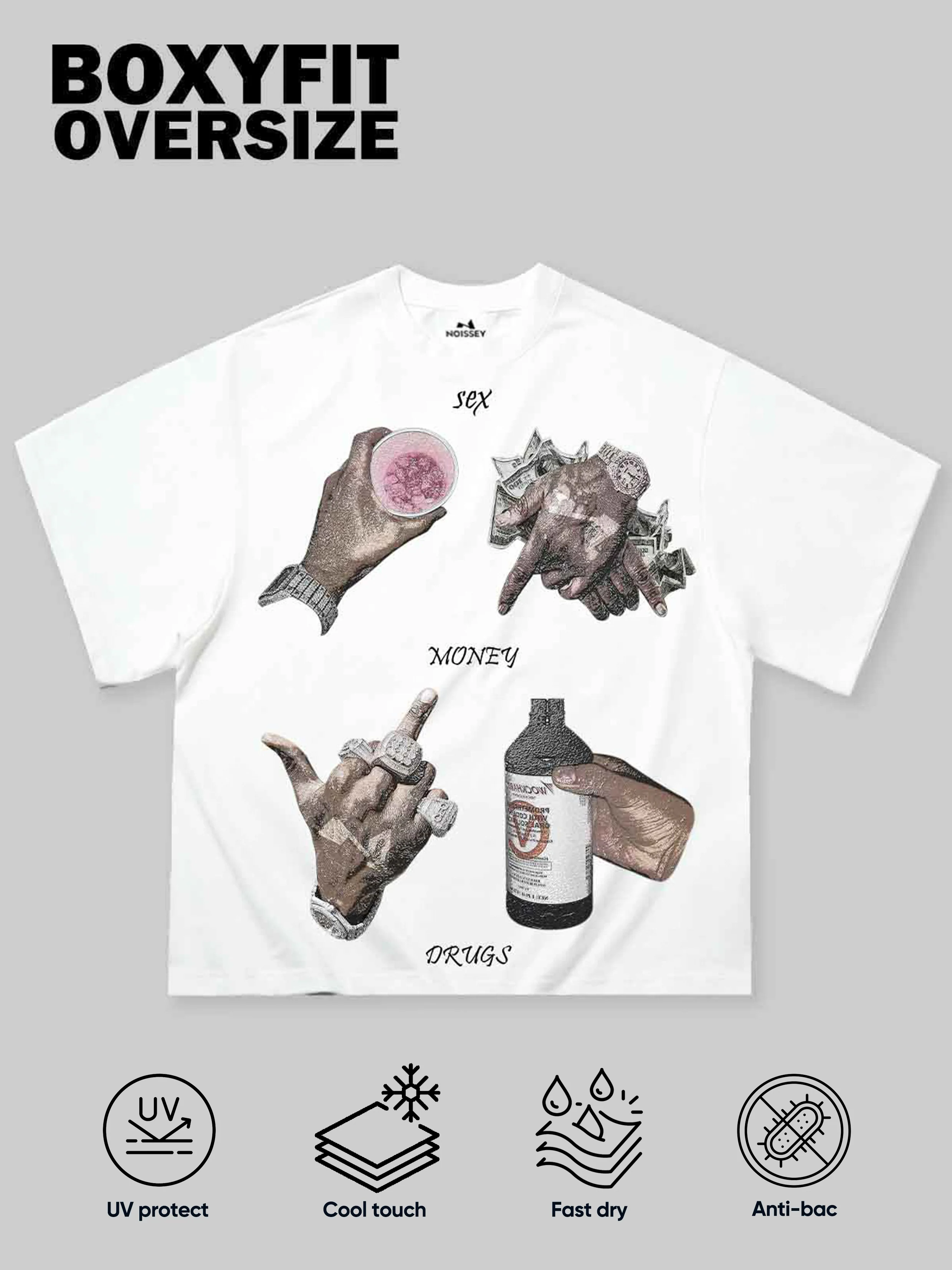Boxy Oversized T-shirt with Gesture Slogan Print - Image 2