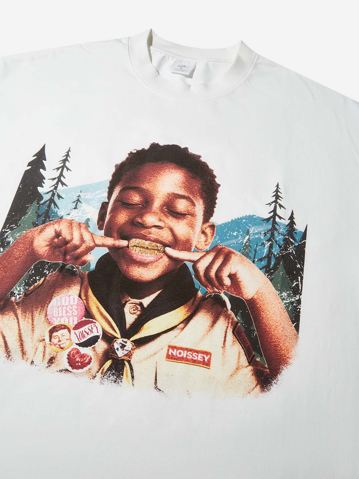 Boxy Oversized T-shirt with Grills-Wearing Kid Print - Image 5