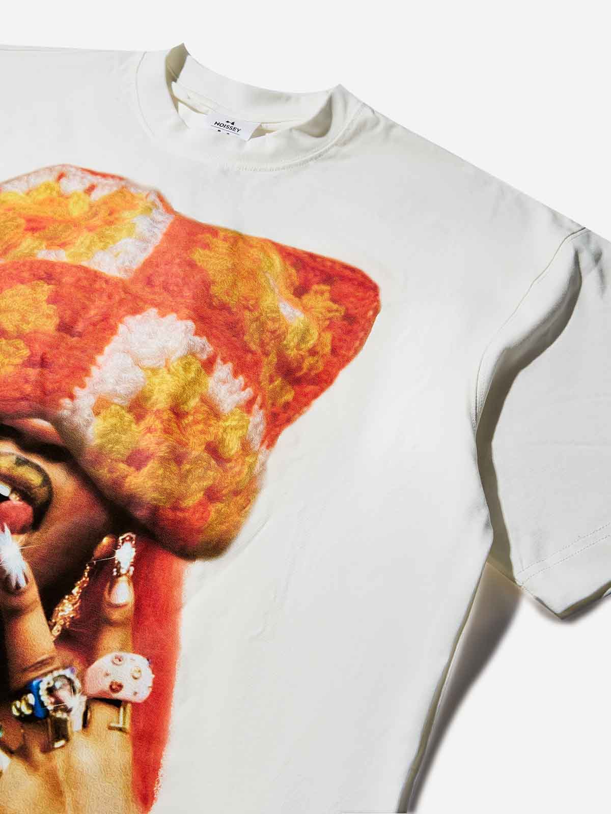 Boxy Oversized T-shirt with Orange Cat-Ear Hoodie Girl Print - Image 8