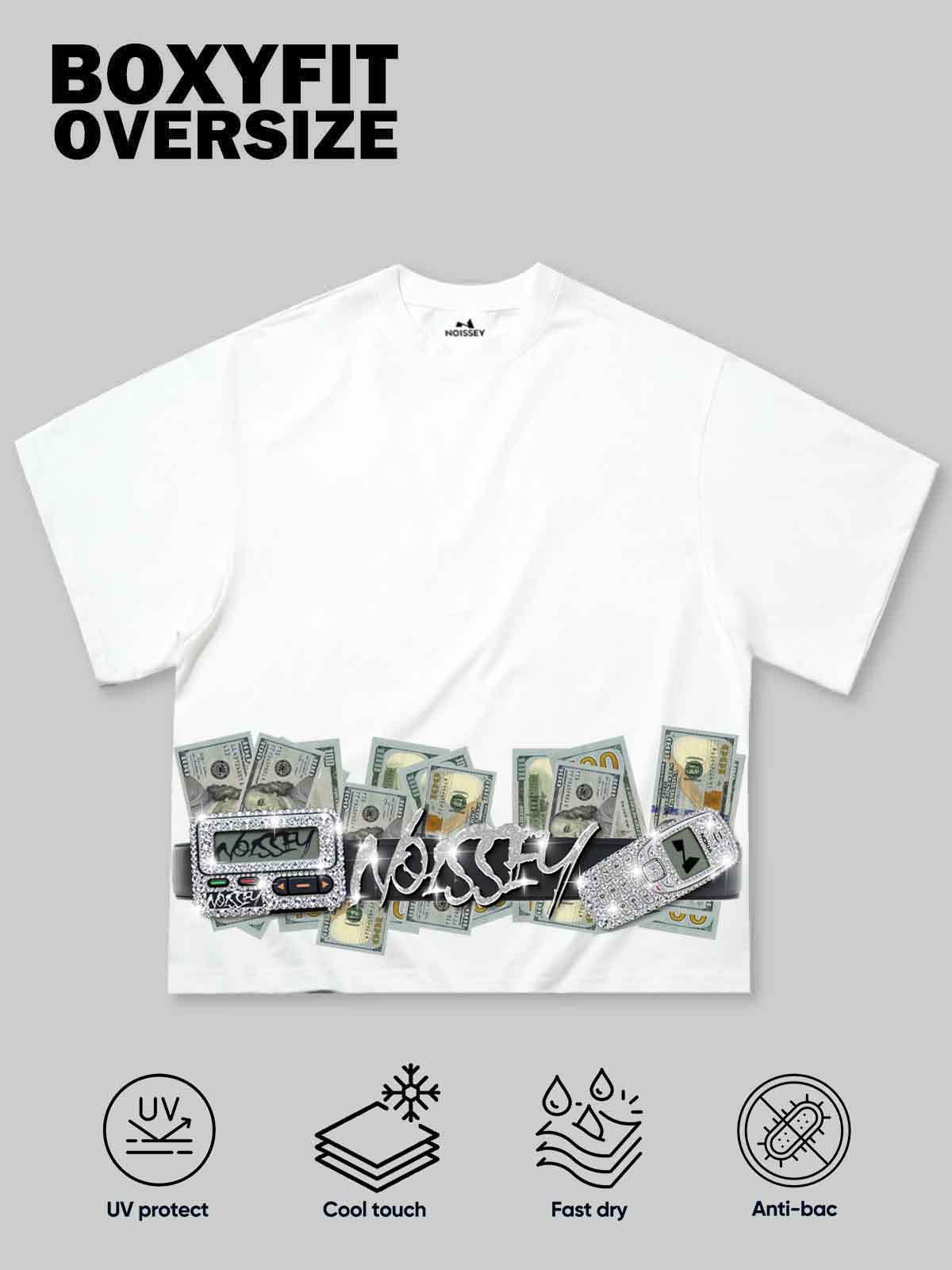 Boxy Oversized T-Shirt with "Pin Money at Waist" Print - Image 2