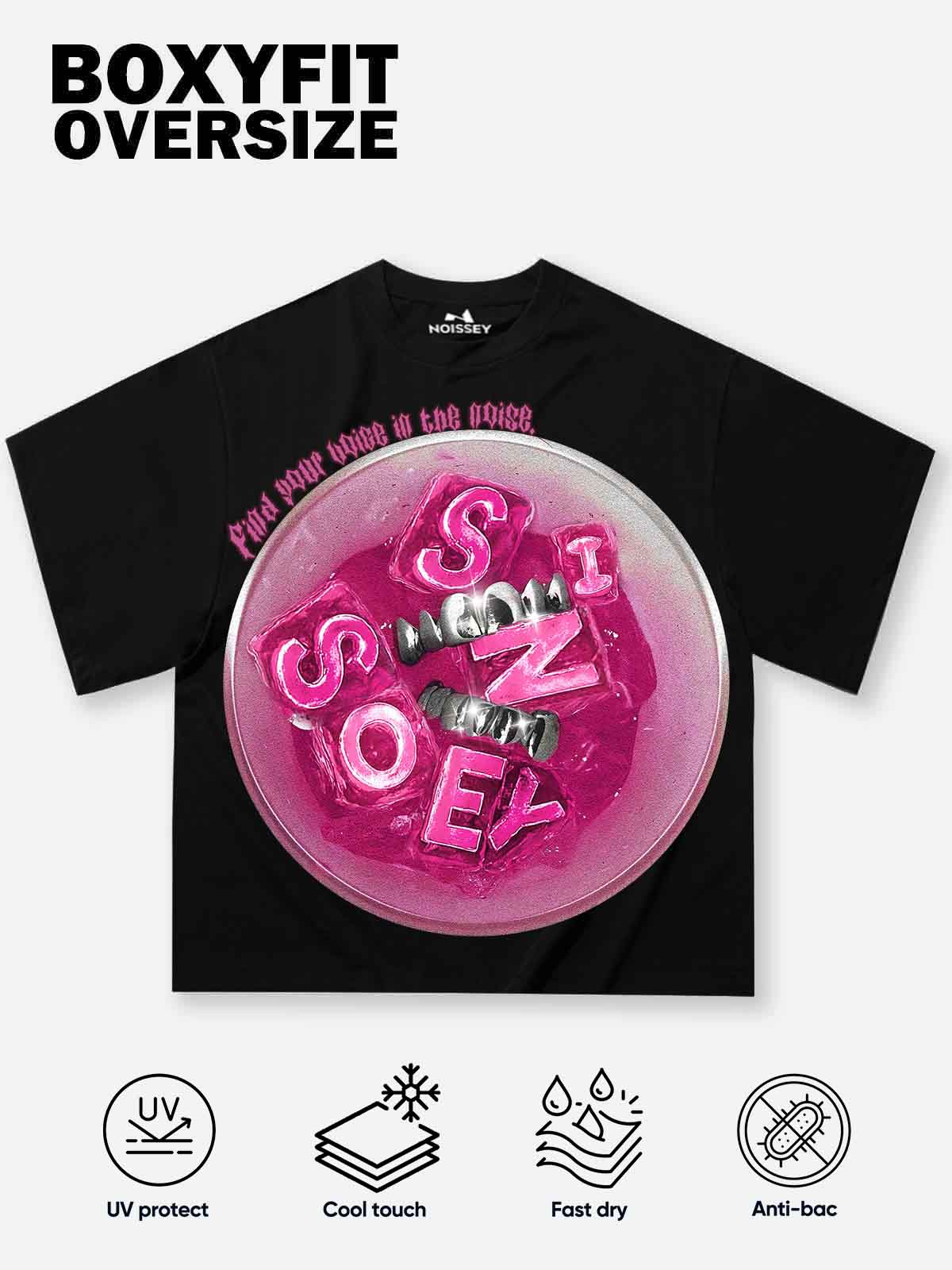 Boxy Oversized T-shirt with Pink Icy Drink Print - Image 2