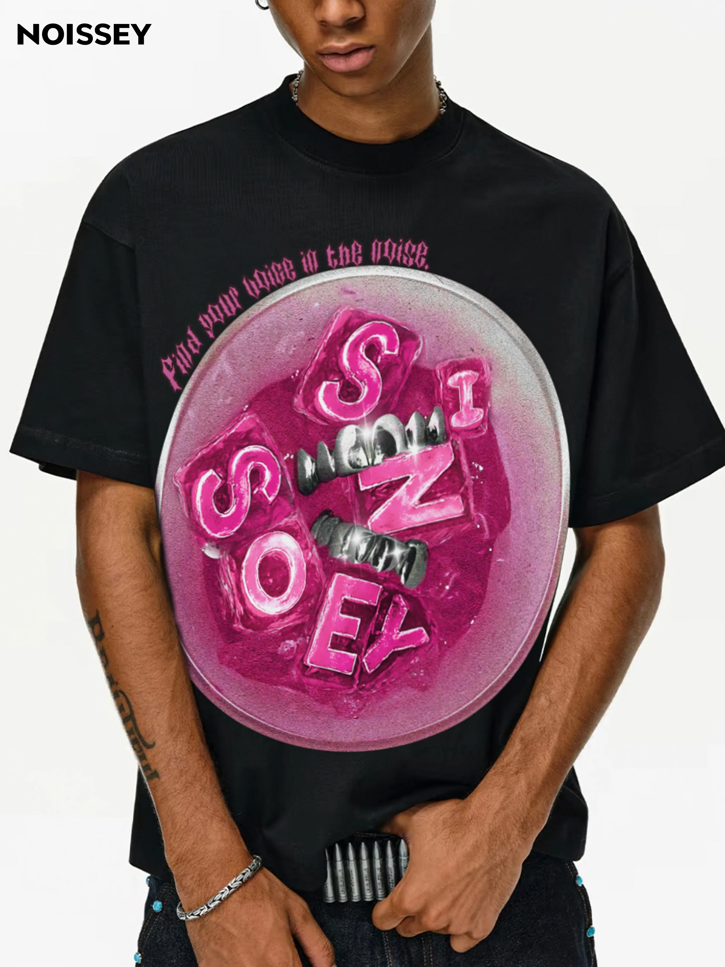 Boxy Oversized T-shirt with Pink Icy Drink Print - Image 3