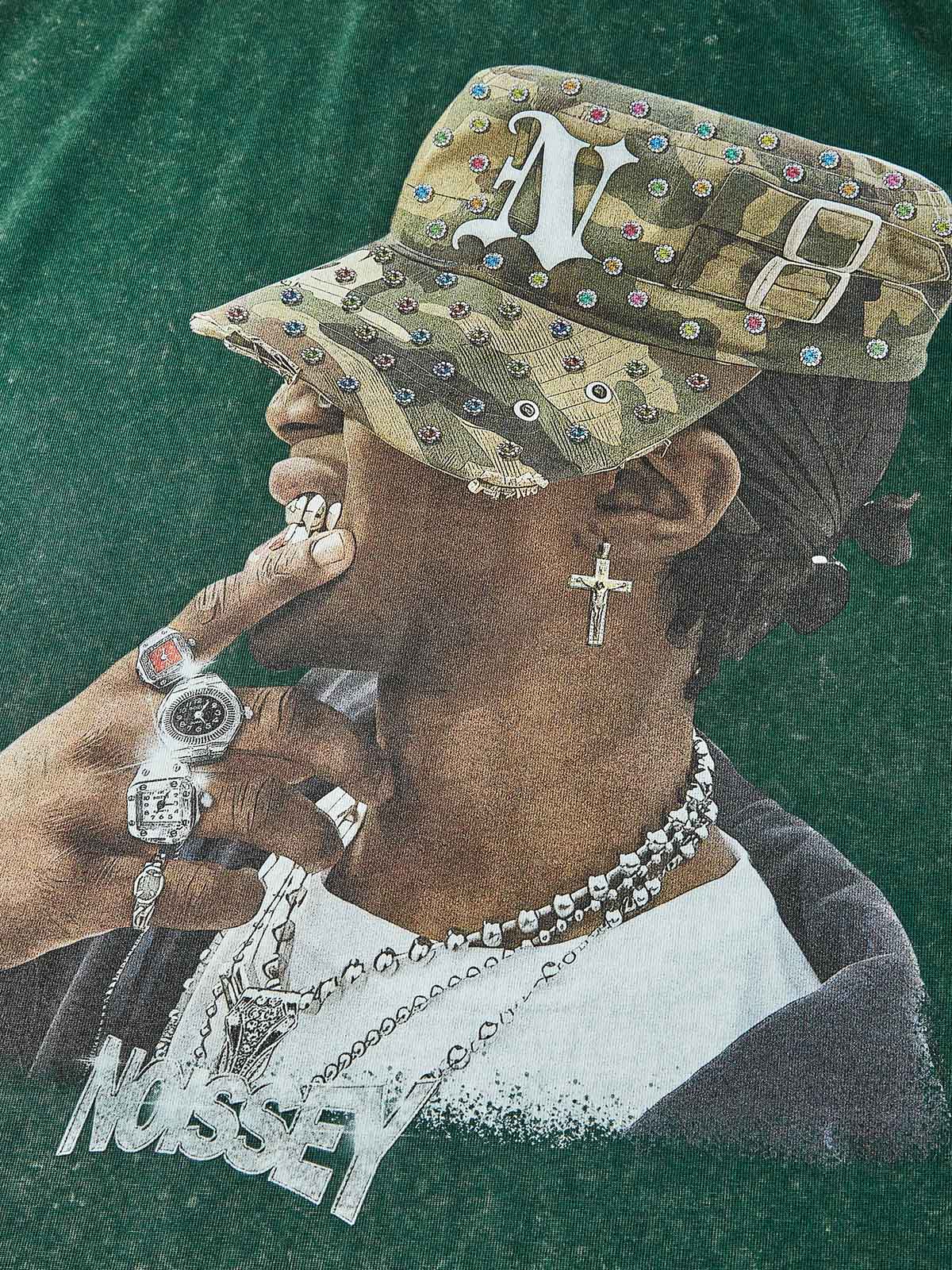 Camo Military Cap Character Green Washed Print T-shirt - Image 6