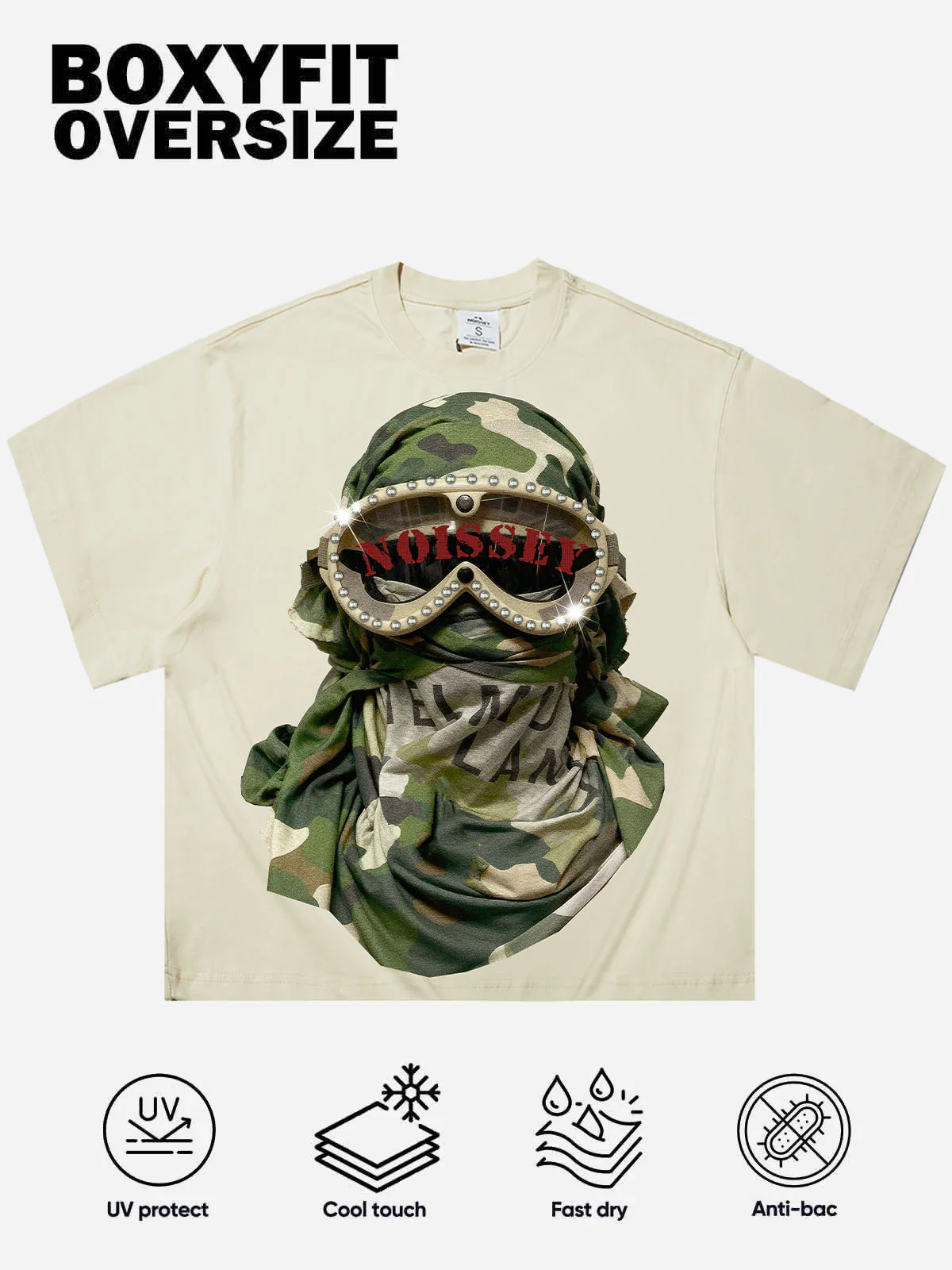 Camouflage Desert Art Headscarf Print Boxy Oversized T-shirt - Image 2
