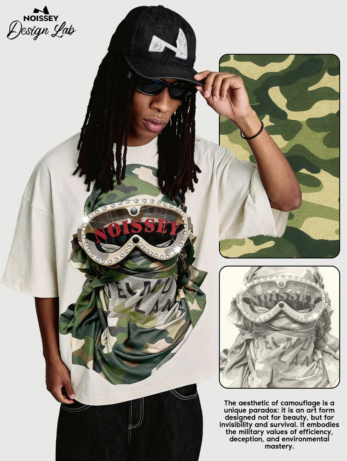 Camouflage Desert Art Headscarf Print Boxy Oversized T-shirt - Image 4