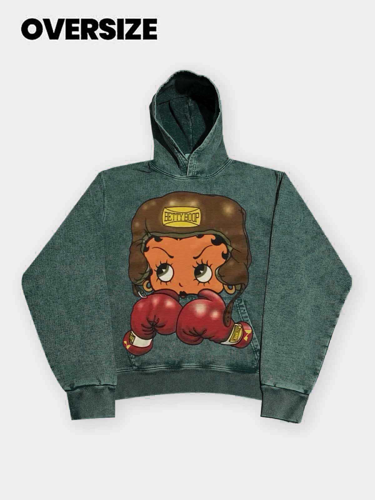 NOISSEY Heavyweight 425g "Boxing Girl" Vintage Wash Hoodie - Image 15