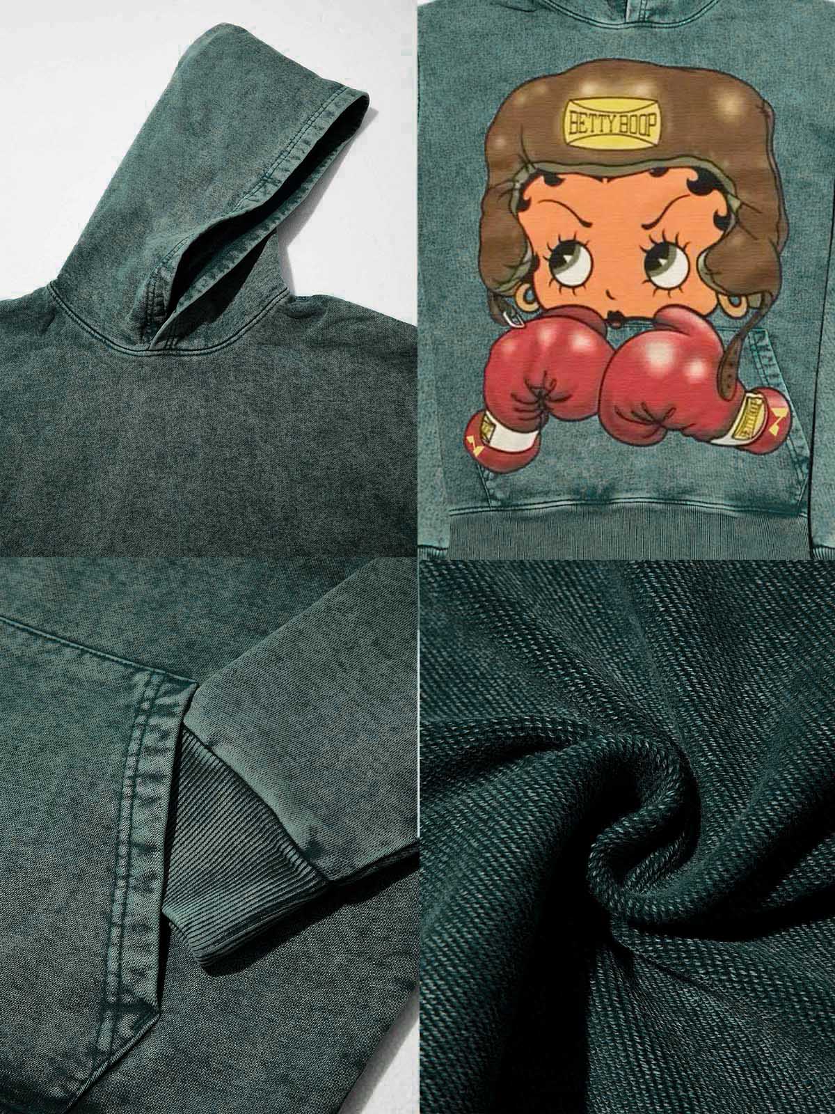 NOISSEY Heavyweight 425g "Boxing Girl" Vintage Wash Hoodie - Image 16