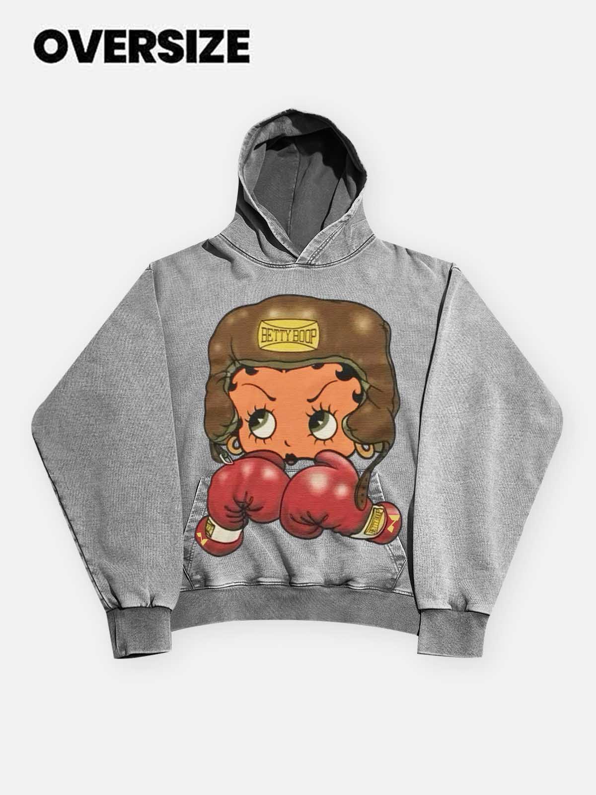 NOISSEY Heavyweight 425g "Boxing Girl" Vintage Wash Hoodie - Image 17