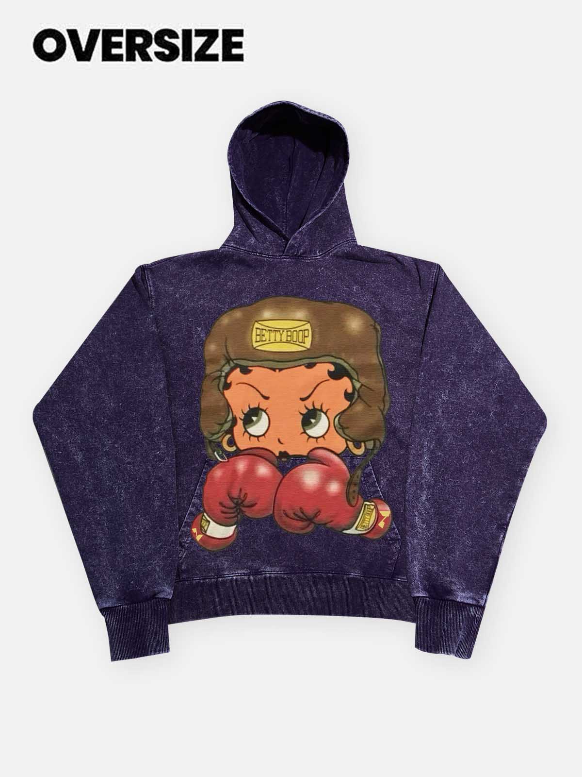 NOISSEY Heavyweight 425g "Boxing Girl" Vintage Wash Hoodie - Image 19